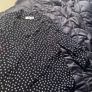 navy heart blouse with 3/4 sleeves